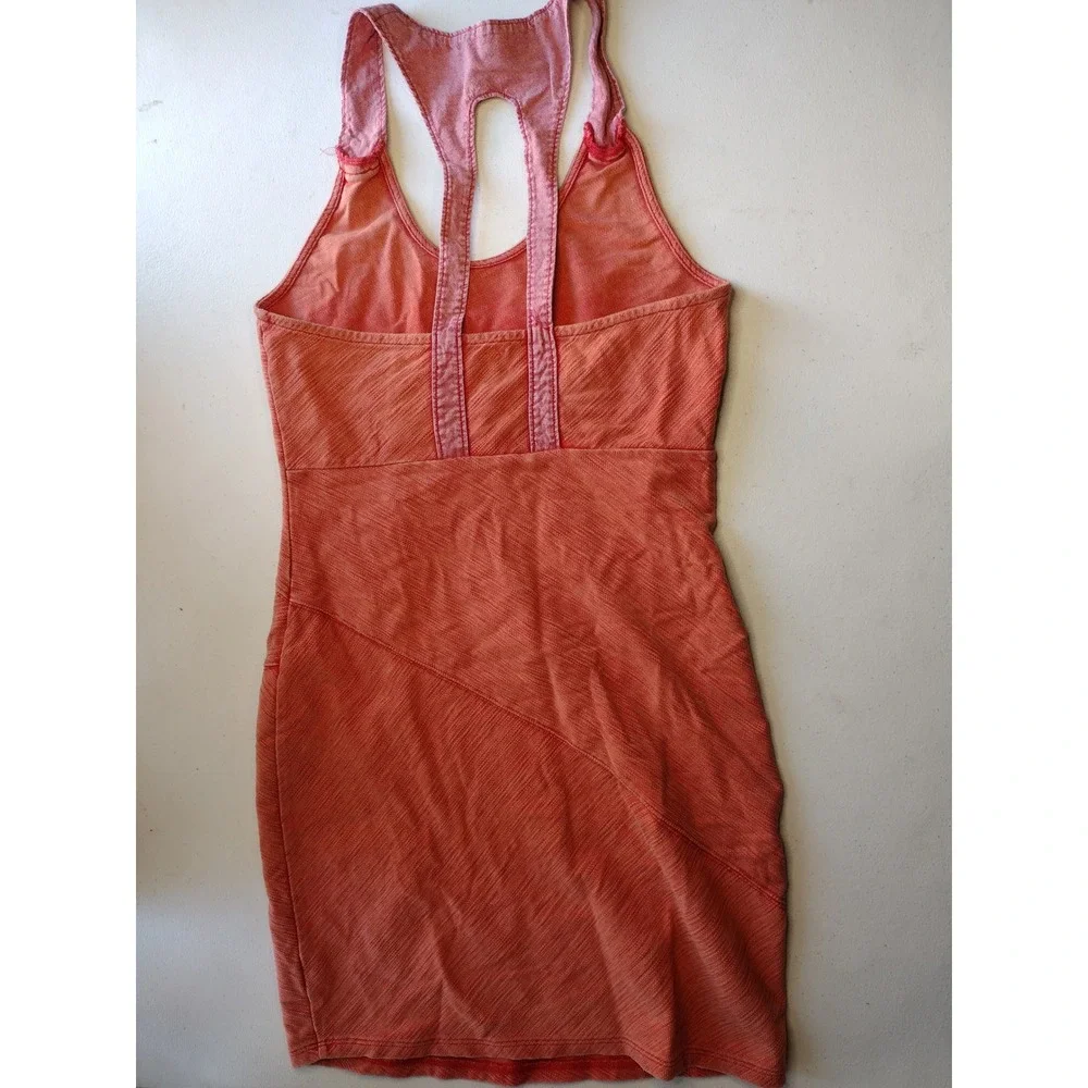 Free people boho‎ Orange Racerback Knit Mini Dress Size Small